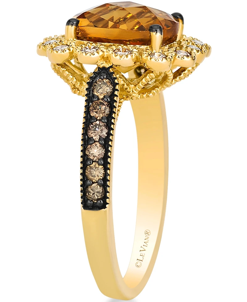 Le Vian Citrine (3 ct. t.w.), Nude Diamond (25 ct. t.w.) and Chocolate Diamond Ring (.27 ct. t.w.) in 14K Honey Gold