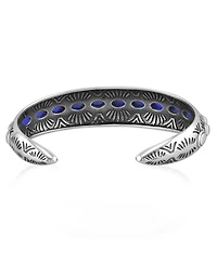 American West Jewelry Sterling Silver Lapis Gemstone Textured Cuff Bracelet