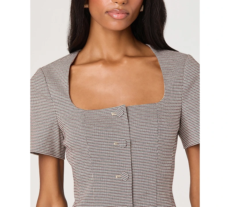 Astr the Label Women's Square Neck Button Up Dress