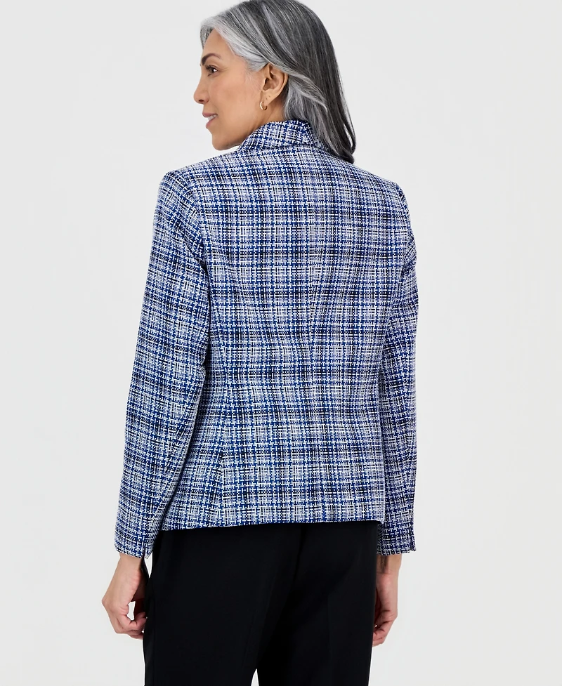 Kasper Women's Shawl-Collar Tweed Long-Sleeve Jacket