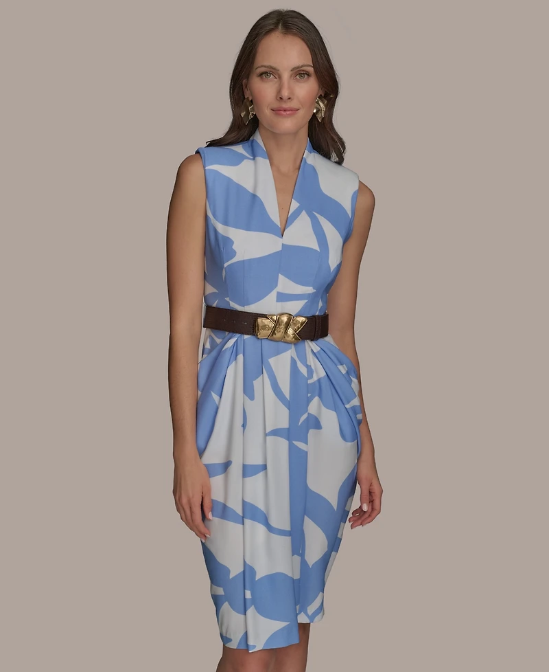 Donna Karan New York Women's Belted Sleeveless Sheath Dress