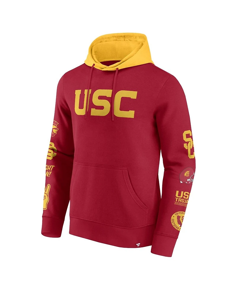 Fanatics Men's Cardinal/Gold Usc Trojans Color Block Badge Fleece Pullover Hoodie