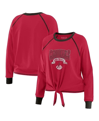 Wear by Erin Andrews Women's Cardinal/Black Arizona Cardinals Tie-Front Long Sleeve Top