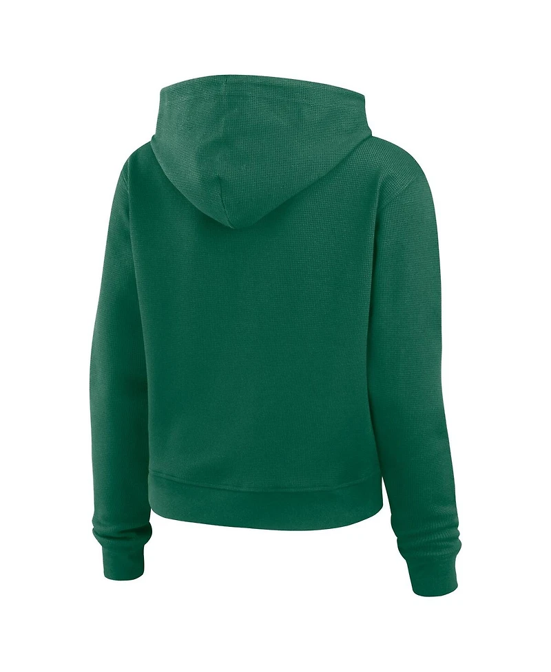 Wear by Erin Andrews Women's Green New York Jets Waffle Hoodie Pullover Top
