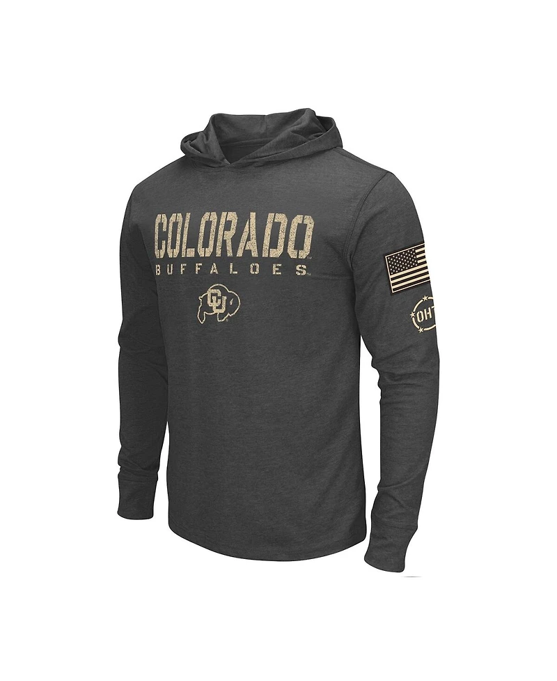 Colosseum Men's Heather Black Colorado Buffaloes Team Oht Military Appreciation Long Sleeve Hoodie T-Shirt