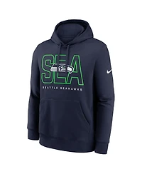 Nike Men's College Navy Seattle Seahawks Busted Play Club Fleece Pullover Hoodie