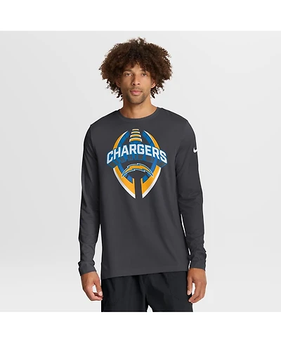 Nike Men's Anthracite Los Angeles Chargers Primetime Legend Icon Performance Long Sleeve T-Shirt