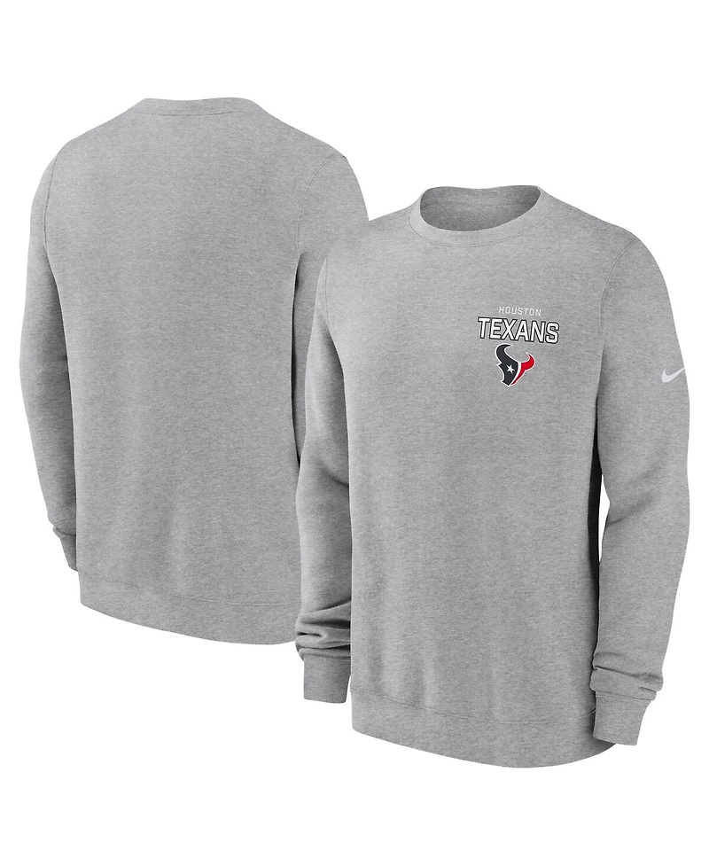Nike Men's Heather Gray Houston Texans Primetime Club Fleece Pullover Sweatshirt