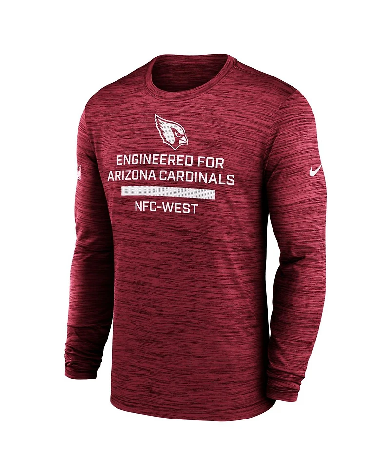 Nike Men's Cardinal Arizona Cardinals Sideline Velocity Performance Long Sleeve T-Shirt