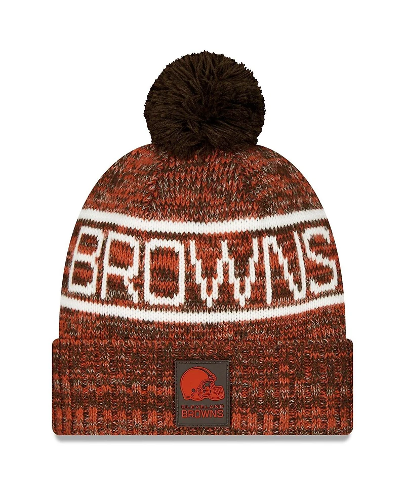 New Era Men's Orange Cleveland Browns 2025 Sideline Cold Weather Cuffed Knit with Pom Hat