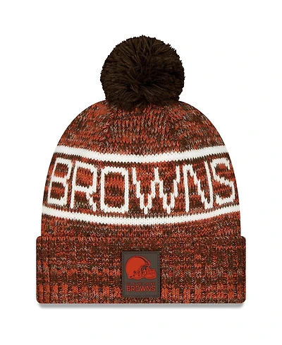 New Era Men's Orange Cleveland Browns 2025 Sideline Cold Weather Cuffed Knit with Pom Hat