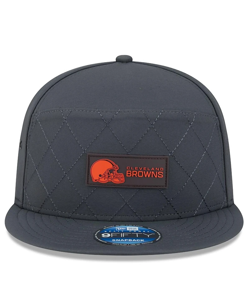 New Era Men's Charcoal Cleveland Browns 2025 Sideline Cold Weather Split Panel 9FIFTY Snapback Hat