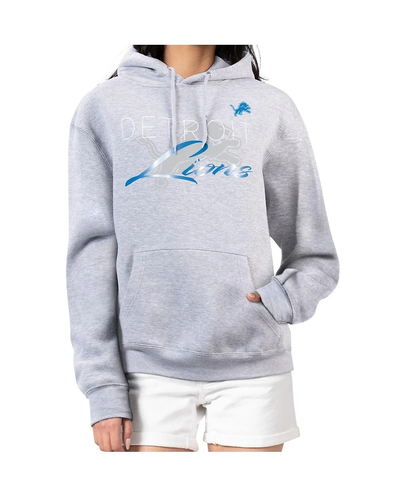 G-iii 4Her by Carl Banks Women's Gray Detroit Lions Shadow Logo Fleece Pullover Hoodie