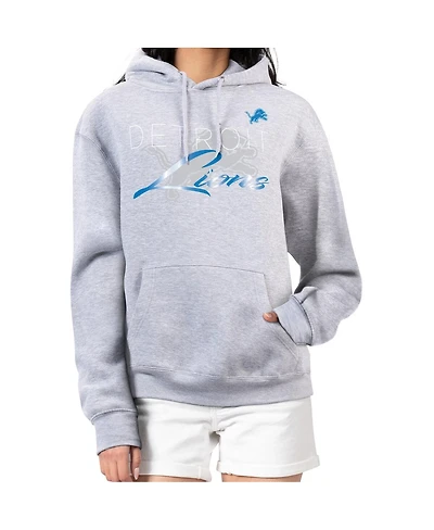 G-iii 4Her by Carl Banks Women's Gray Detroit Lions Shadow Logo Fleece Pullover Hoodie