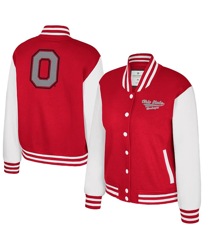 Colosseum Women's Scarlet Ohio State Buckeyes French Baguette Full Snap Fleece Jacket