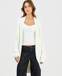 Hippie Rose Juniors' Open-Front Eyelash Cardigan