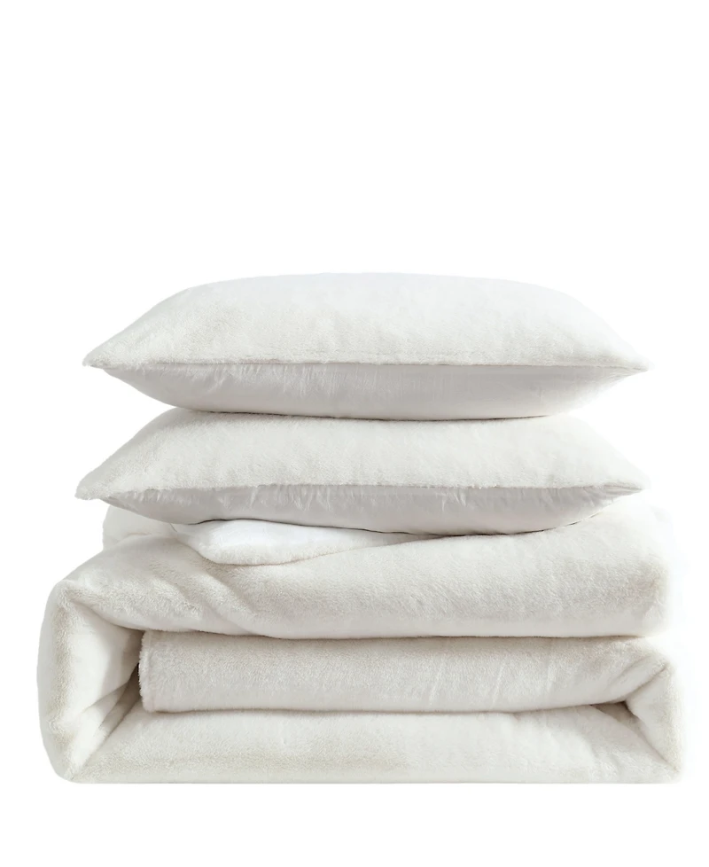 Vera Wang Signature Solid Faux Fur 3-Pc. Comforter Set