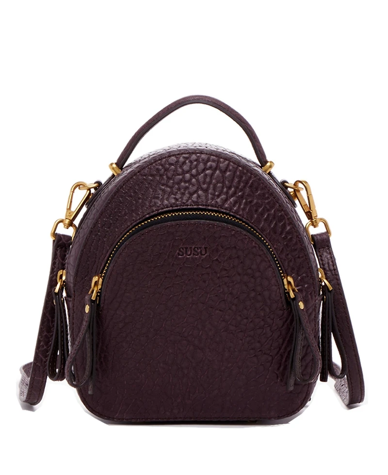 Small Leather Backpack Purse Convertible Crossbody Bag Womens Fashion Backpack for Travel and Everyday Handbag with Gold Hardware and Detachable Strap
