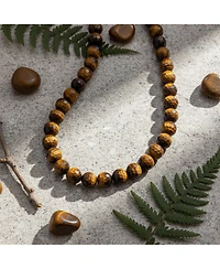 Bling Jewelry Faceted Brown Natural Tiger Eye Round 8MM Bead Strand Necklace Silver Plated Toggle Clasp