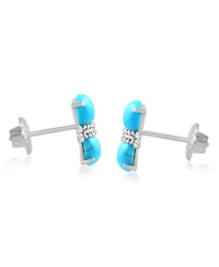 American West Jewelry Sterling Silver Round Sleeping Beauty Turquoise Concha Stud Earrings