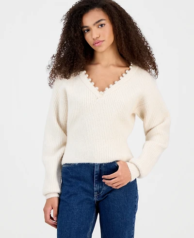 Blank Nyc Women's Morning Dew Faux-Pearl Sweater
