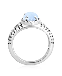 American West Jewelry Sterling Silver Blue Lace Agate Marquise Split Shank Ring, 5