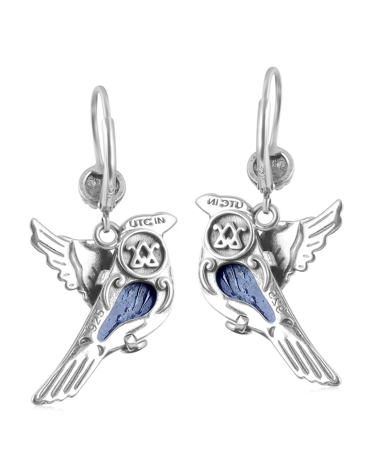 American West Jewelry Sterling Silver Sodalite Spirit Bird Lever Back Earrings