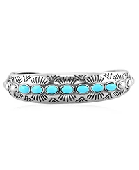 American West Jewelry Sterling Silver Sleeping Beauty Turquoise Gemstone Textured Cuff Bracelet, Size Large