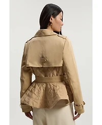 Karen Millen Women's Quilted Padded Peplum Short Trench Coat