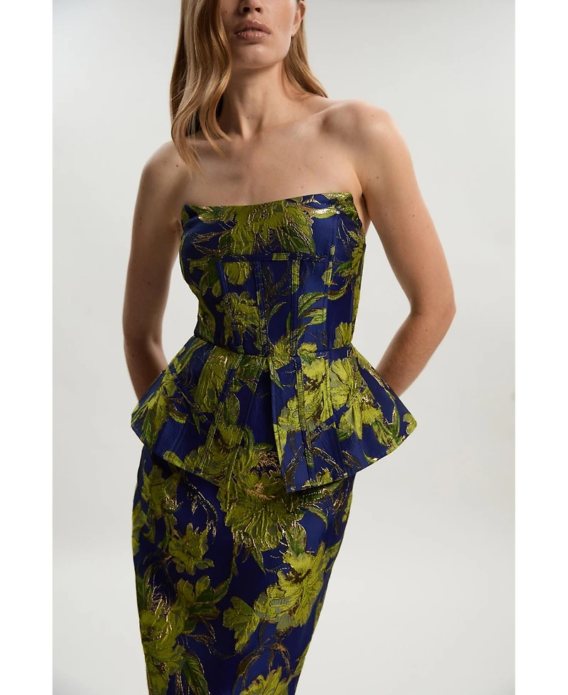 Karen Millen Petite Floral Jacquard Midi Pencil Dress