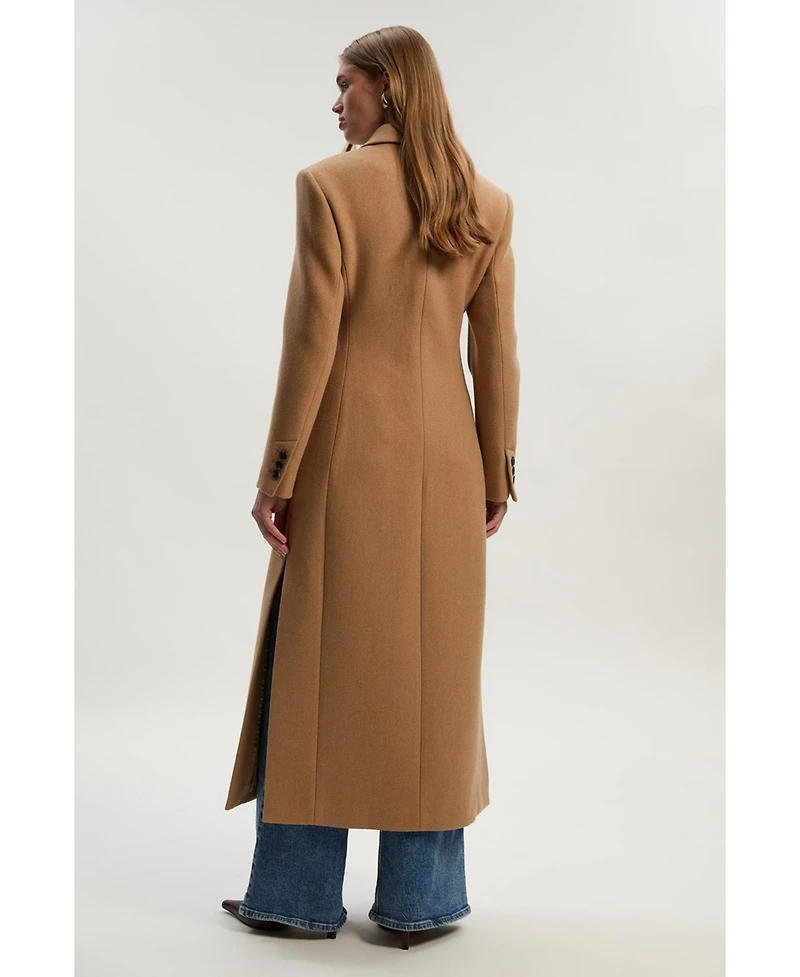 Karen Millen Women's Wool Double Breasted Tailored Maxi Coat