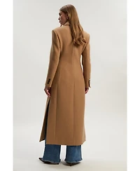 Karen Millen Women's Wool Double Breasted Tailored Maxi Coat