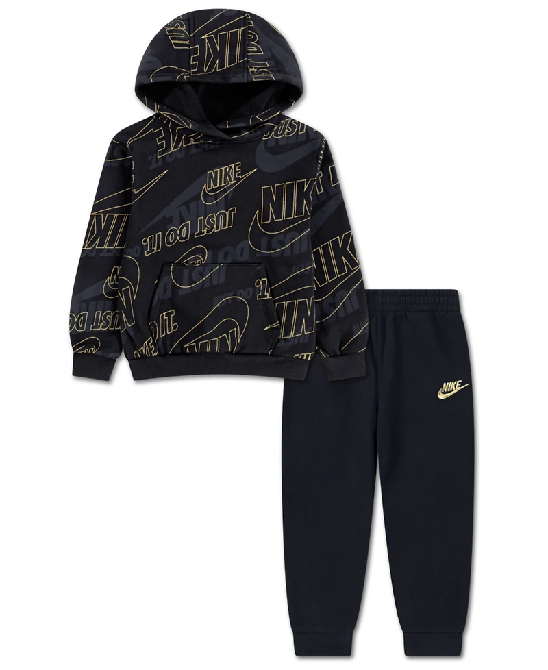 Nike Boys 4-7 2-Piece Sportswear Glow With Me Lightweight Pull-On Hoodie and Pants Set