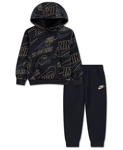 Nike Boys 4-7 2-Piece Sportswear Glow With Me Lightweight Pull-On Hoodie and Pants Set