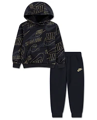 Nike Boys 4-7 2-Piece Sportswear Glow With Me Lightweight Pull-On Hoodie and Pants Set