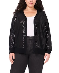 Vince Camuto Plus Sequined V-Neck Cardigan Sweater