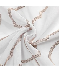 Kate Aurora Transcendence 1 Piece Grommet Top Embroidered Sheer Trellis Clover Window Curtain Panel - Silver