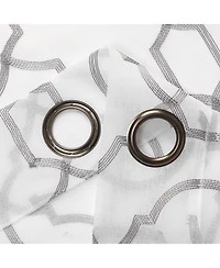 Kate Aurora Transcendence 1 Piece Grommet Top Embroidered Sheer Trellis Clover Window Curtain Panel - Silver