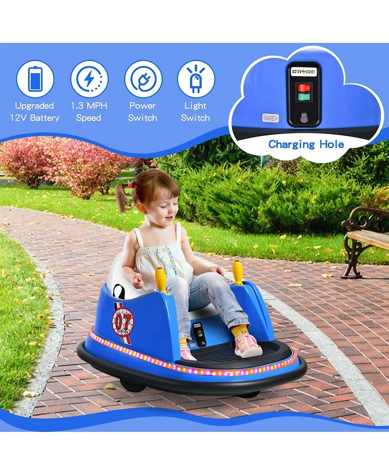 Costway 12V Vehicle 360° Spin Race Toy Kids Ride On Bumper Car with Remote Control