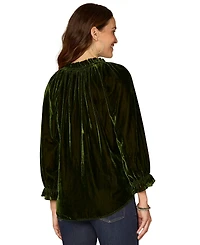 Democracy Petite 3/4-Sleeve Pull-On Velvet Top