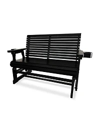 Mega Casa Patio Glider with Cup Holders, High Roll Back and Deep Contoured Seat,Heavy Duty 800 Lb (Black, 2-Seater)