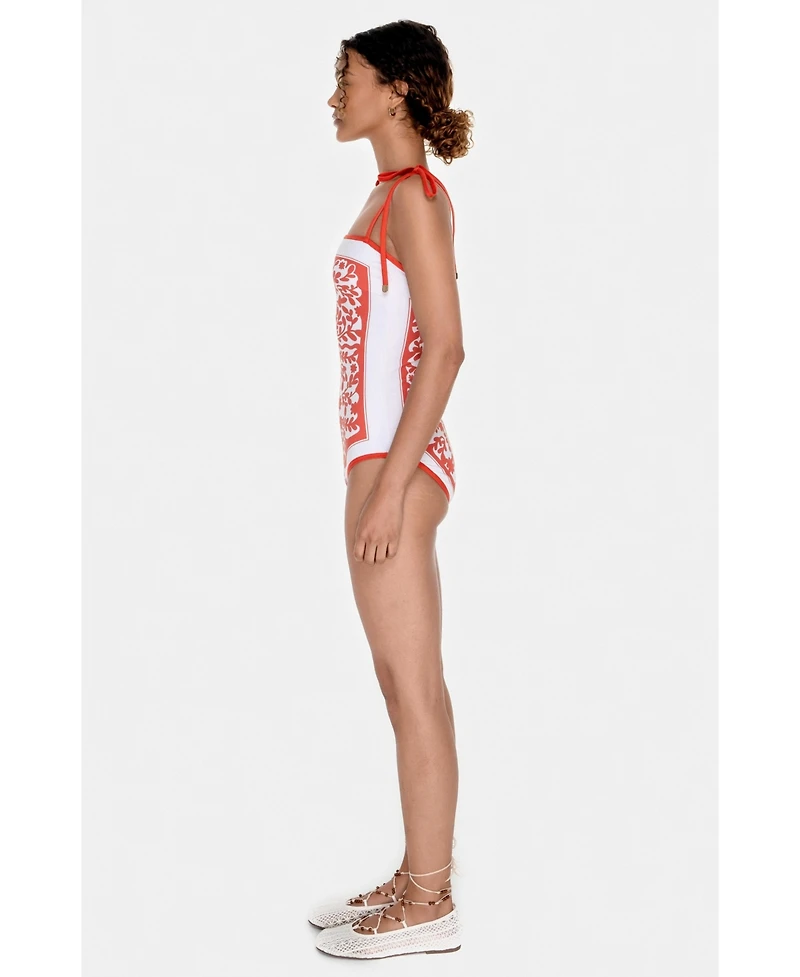 Jessie Zhao New York Women's Crossing Red Reversible One-Piece Swimsuit
