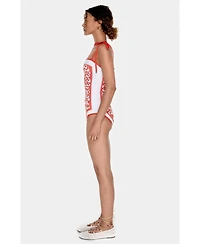 Jessie Zhao New York Women's Crossing Red Reversible One-Piece Swimsuit