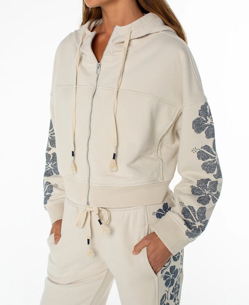 Roxy Juniors' Fringing Reefs Graphic Zip-Front Hoodie