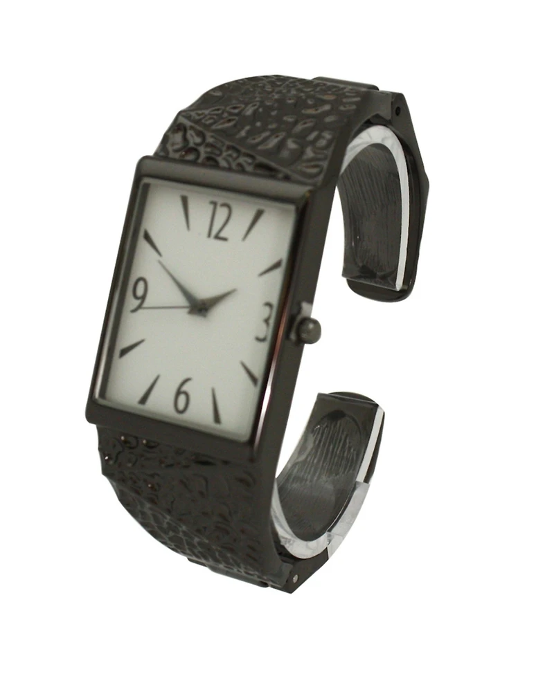 Olivia Pratt Gunmetal Textured Metallic Bangle Watch