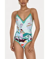 Jessie Zhao New York Jungle Adventure Reversible V-Neck One-Piece Swimsuit