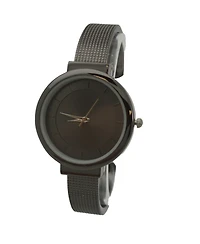 Olivia Pratt Gunmetal Shiny Face Textured Bangle Watch