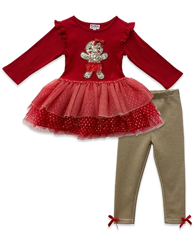 Blueberi Boulevard Baby Girls 2-Piece Tutu Long-Sleeve Top and Leggings Set