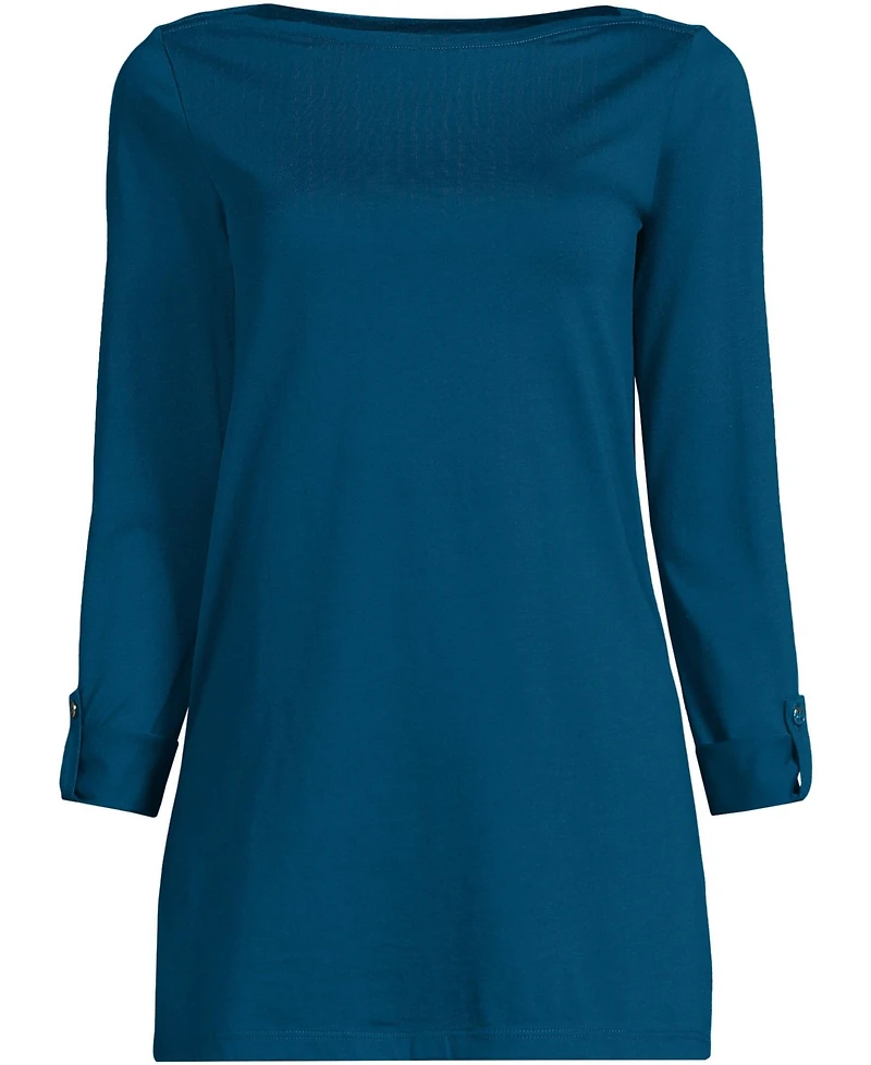 Lands' End Women's Supima Cotton Adjustable 3/4 Sleeve Boatneck Tunic