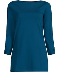 Lands' End Women's Supima Cotton Adjustable 3/4 Sleeve Boatneck Tunic